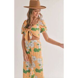 Desert Flower Front Tie Crop Top